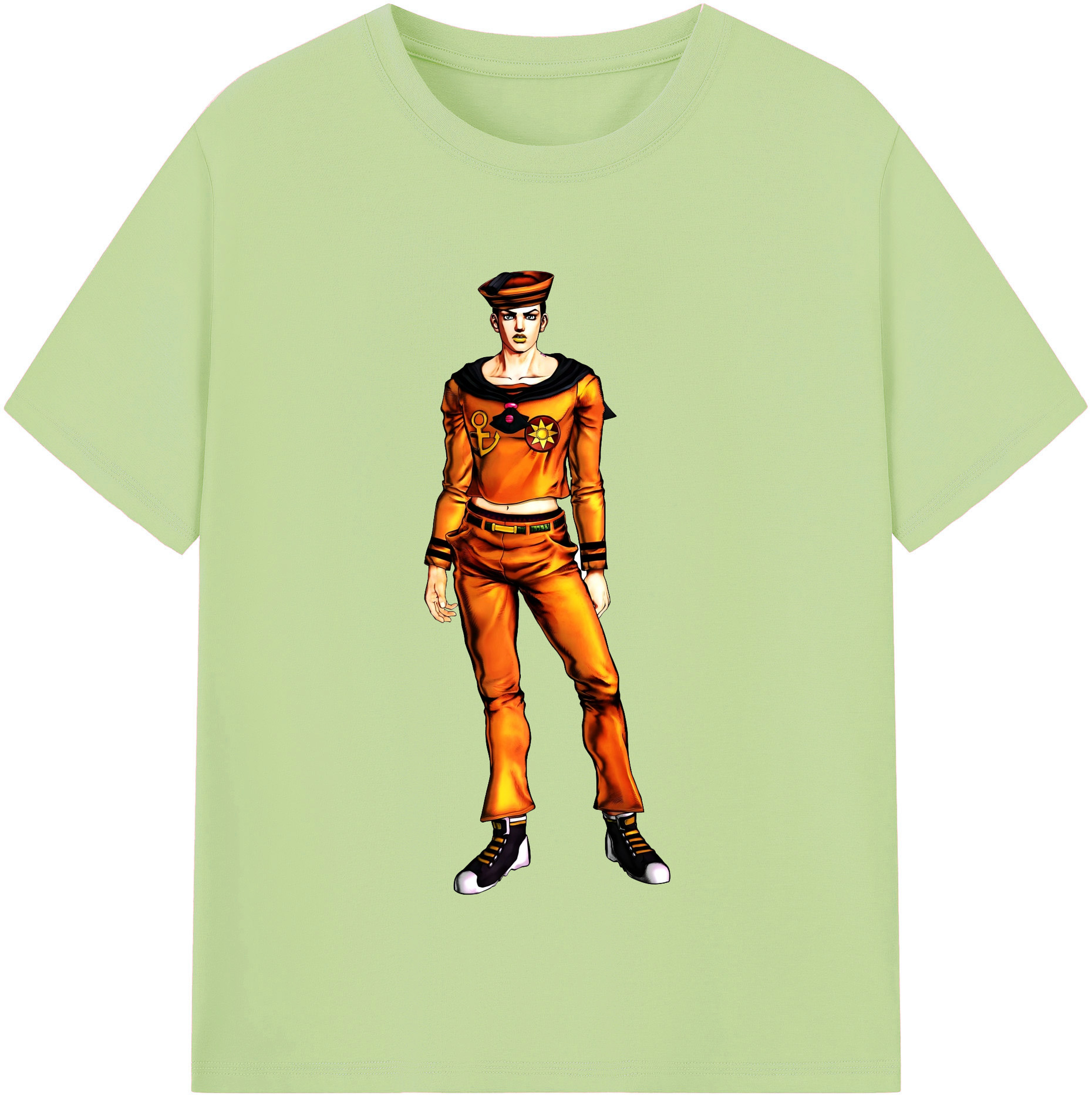 （画像用） ジョジョの奇妙な冒険 東方定助 JoJo's Bizarre Adventure Higashikata Josuke 綿100％半袖Tシャツ（フロントプリント）